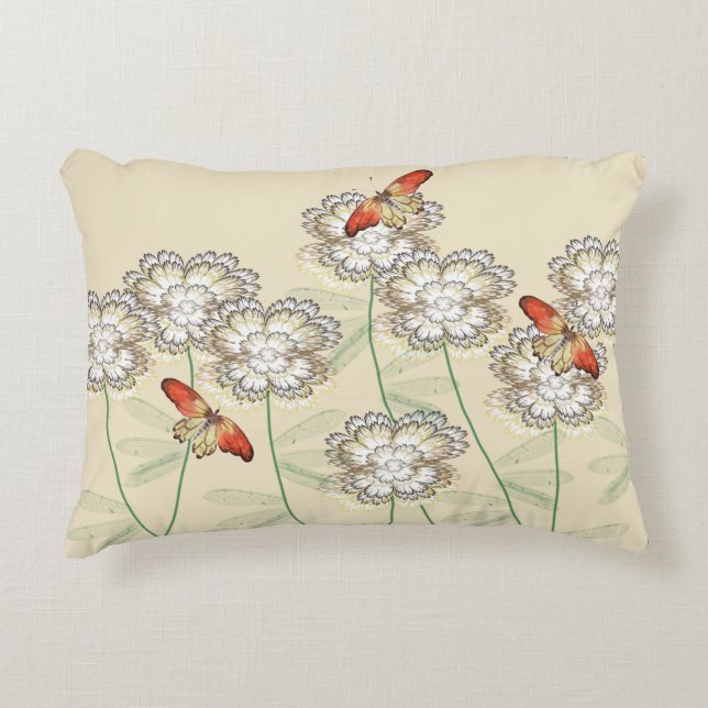 Pillow with Painted Butterflies & Digital Flowers (Front)