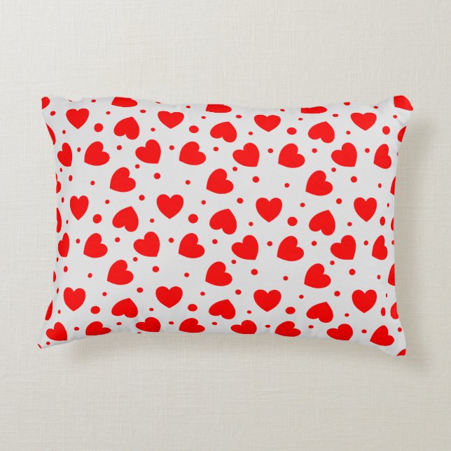 Pillow with red hearts on white background (Back)