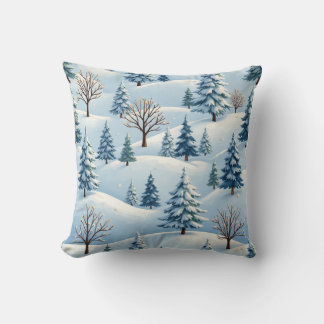 Pillow with snowy winter background