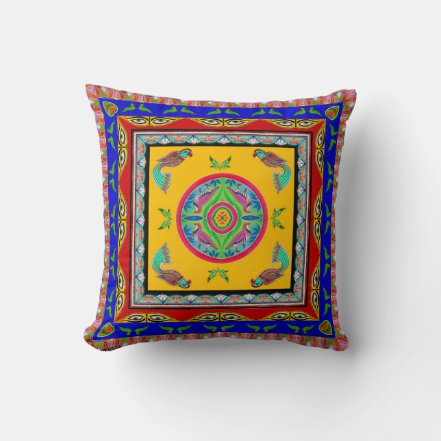 Pillowcase Inspired by Truck Art - 6 Throw Pillow (Front)