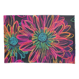 Pillowcase Neon Pink Flowers