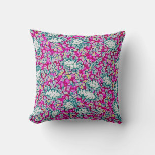Pillowcase with pink decoration, pink pattern cushion