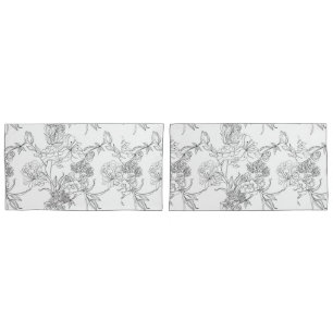 Pillowcases - Black and White Floral Print