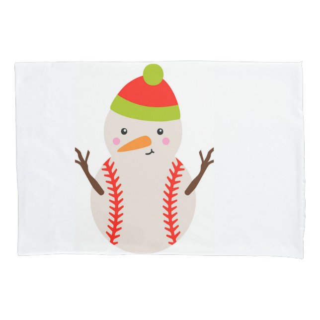 Pillowcases & Shams with Baseball Snowman  (Front)