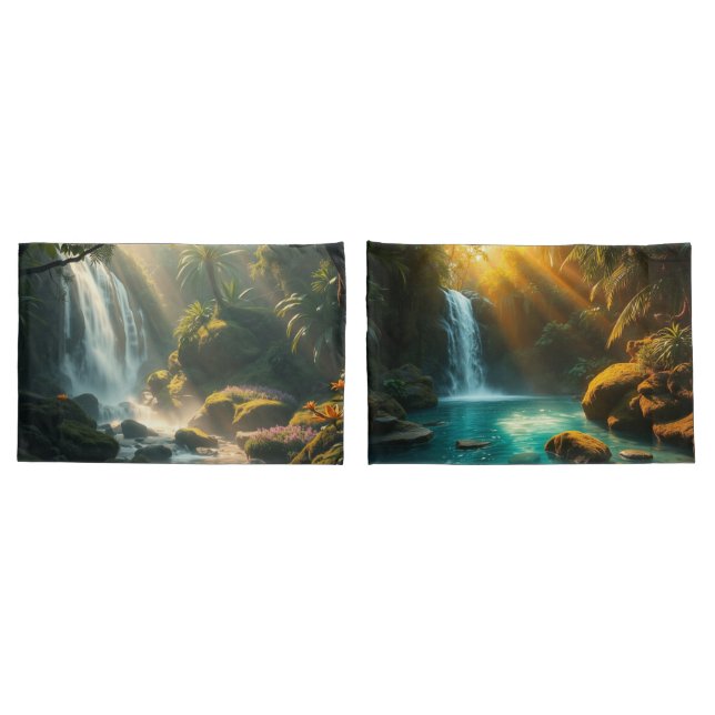 Pillows with a calming waterfal  pillowcase (Back-Set)