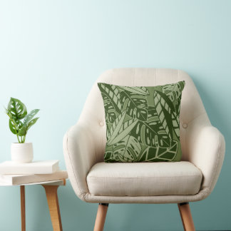 PillowTropical Summer Foliage Texture - Moss Green Cushion