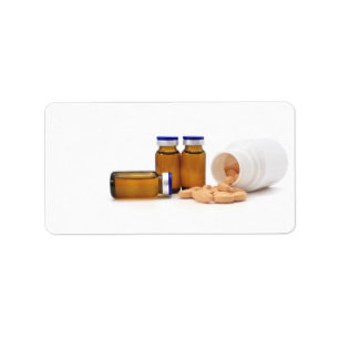 pills and medicine bottles label