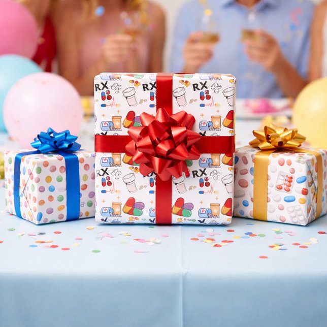 Pills Capsule Medicine Pharmacist Med Student Gift Wrapping Paper Sheet (Creator Uploaded)