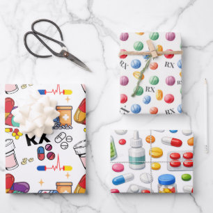 Pills Capsule Medicine Pharmacist Med Student Gift Wrapping Paper Sheet