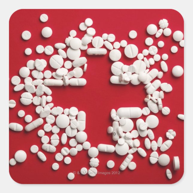 Pills Cross Square Sticker (Front)