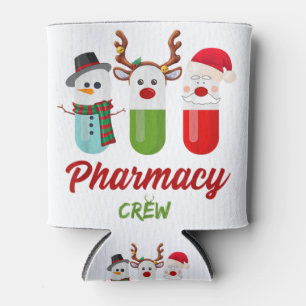 Pills snowman reindeer santa claus pharmacy crew c can cooler