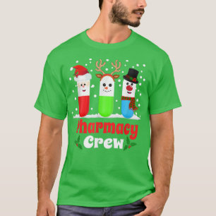 Pills Snowman Reindeer Santa Claus Pharmacy Crew C T-Shirt