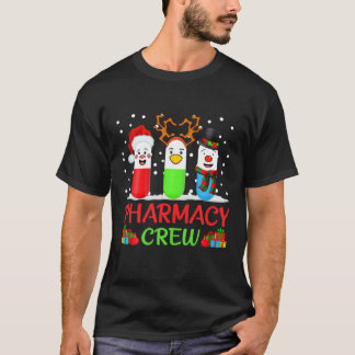Pills Snowman Reindeer Santa Claus Pharmacy Crew C T-Shirt