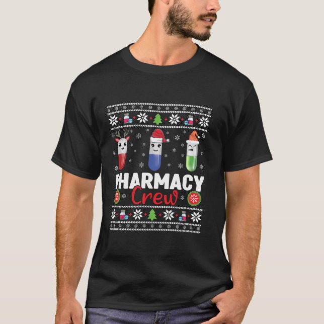 Pills Snowman Reindeer Santa Claus Xmas Pharmacy C T-Shirt (Front)
