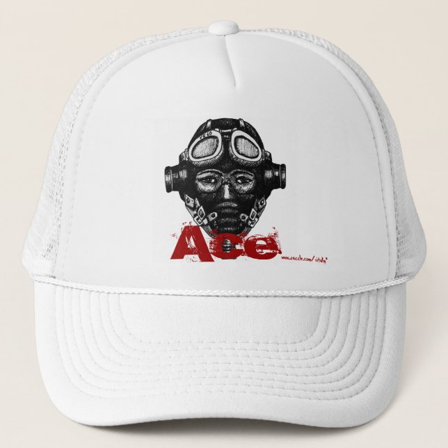 Pilot ace in helmet cool graphic art hat design (Front)
