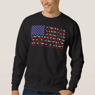 Pilot Aeroplane American Flag Plane Aviation Sweatshirt