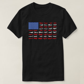Pilot Aeroplane American Flag Plane Aviation   T-Shirt