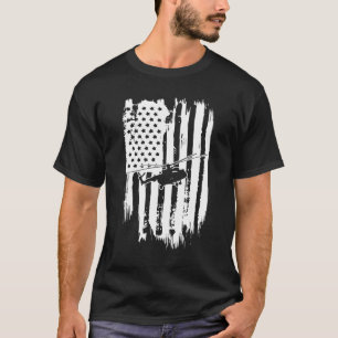 Pilot Aeroplane American Flag Plane Aviation T-Shirt