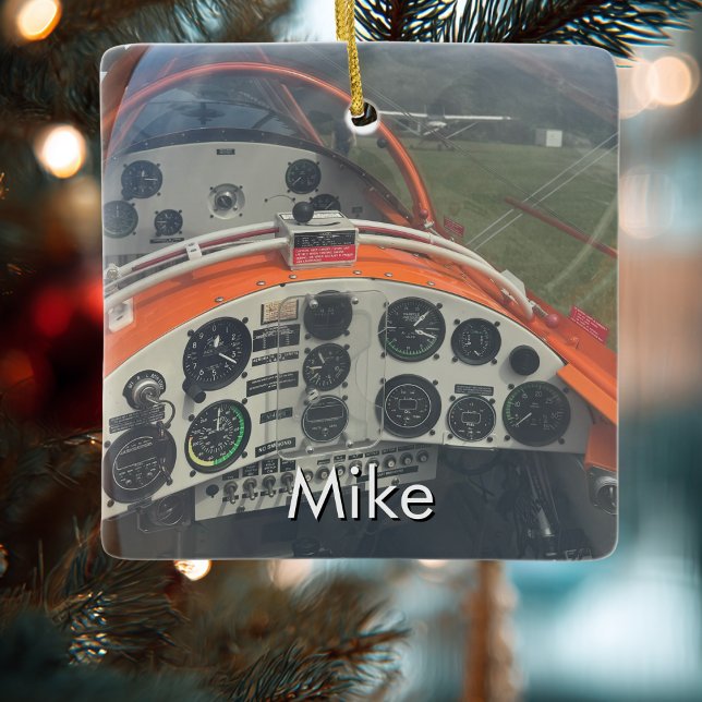 Pilot Aeroplane cockpit photo Aviation Christmas Ceramic Ornament (Creator Uploaded)