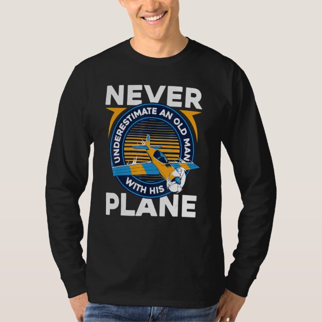 Pilot Aeroplane Flying Flight Old Man T-Shirt (Front)