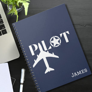 Pilot Aeroplane Military Star Aviation Cool School Notebook