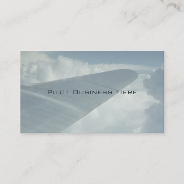 Pilot Aeroplane Plane Wing in Clouds Flying Above Business Card (Front)