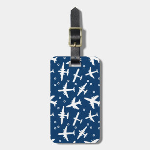 Pilot Air Crew Aeroplanes Pattern on a Navy Blue Luggage Tag