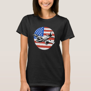 Pilot Airplane American Flag Plane Aviation For Me T-Shirt