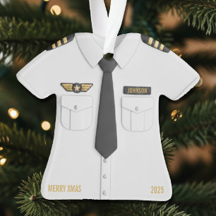 Pilot Airplane Captain Aviation Christmas Ornament