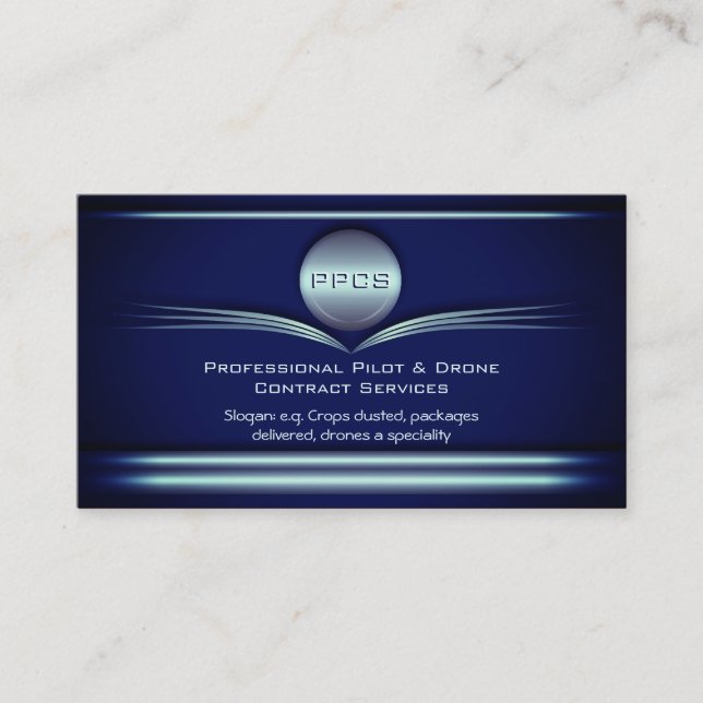 Pilot and Drone Service - Art Deco Metal Style Business Card (Front)