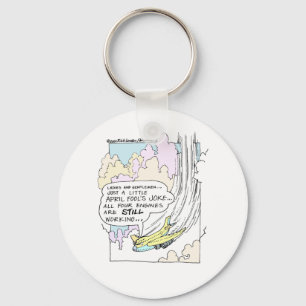 Pilot April Fools Cartoon Funny Gifts & Tees Key Ring