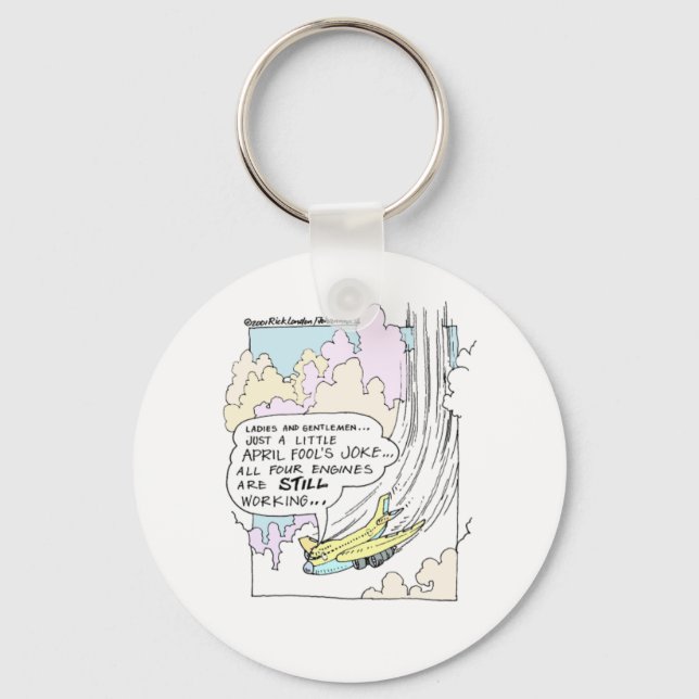 Pilot April Fools Cartoon Funny Gifts & Tees Key Ring (Front)