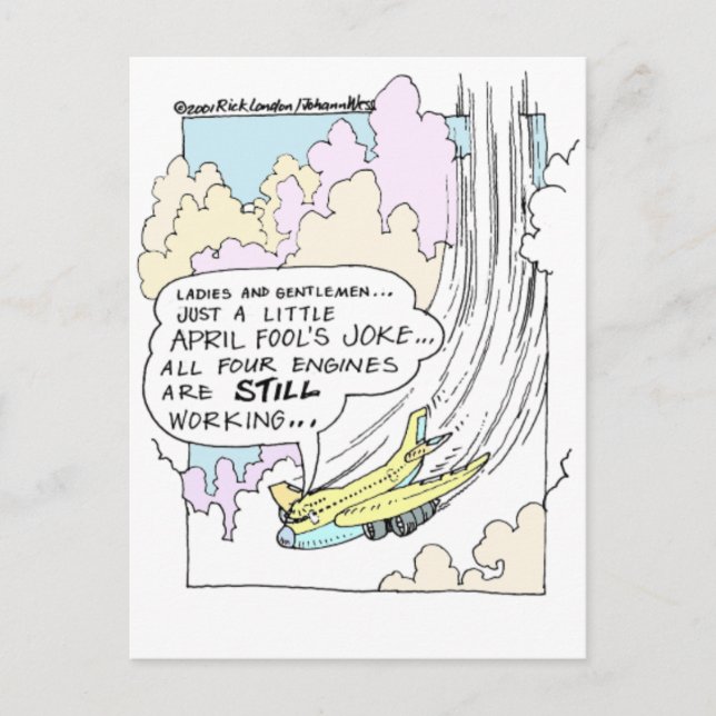 Pilot April Fools Cartoon Funny Gifts & Tees Postcard (Front)
