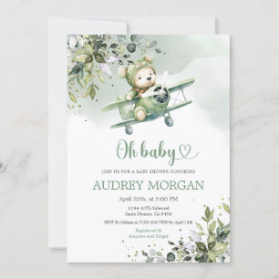 Pilot Aviation Aeroplane Baby Shower Invitation