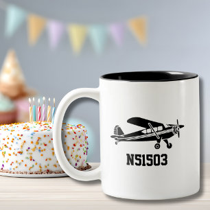 Pilot Aviation Custom aeroplane number simple Two-Tone Coffee Mug