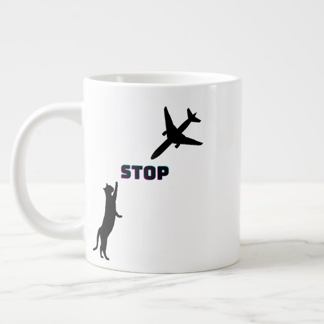  Pilot Aviation Dad's Landing Funny Cat Stop  Large Coffee Mug (Left)