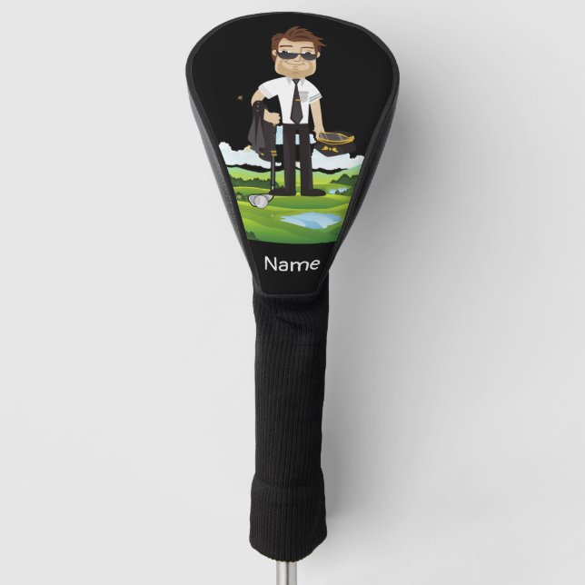 Pilot Aviation Industry Golfer at golf ball   Golf Head Cover (Front)