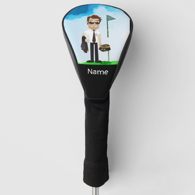 Pilot Aviation Industry Golfer at golf ball   Golf Head Cover (Front)