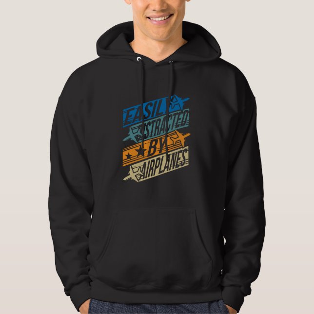 Pilot Aviator Funny - Distracted by Aeroplanes Hoodie (Front)
