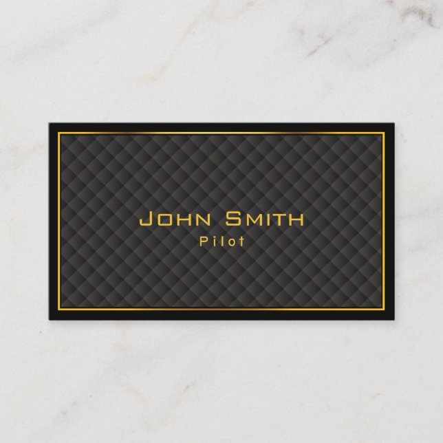 Pilot Aviator Luxury Gold Border Business Card (Front)