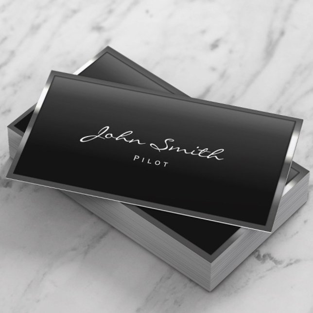 Pilot Aviator Modern Metal Border Professional Business Card (Creator Uploaded)