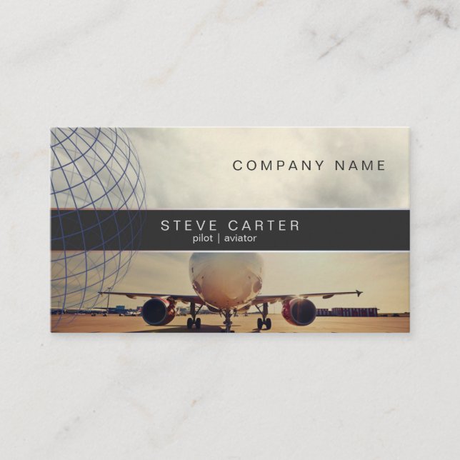 Pilot Aviator Plane Driver Mechanic Aviation Business Card (Front)