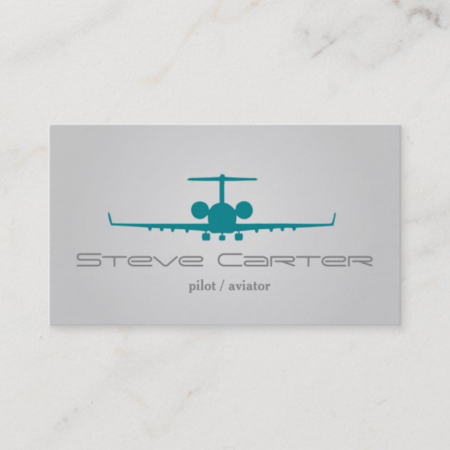 Pilot Aviator Stewardess Plane Sky Grey Fly Business Card (Front)