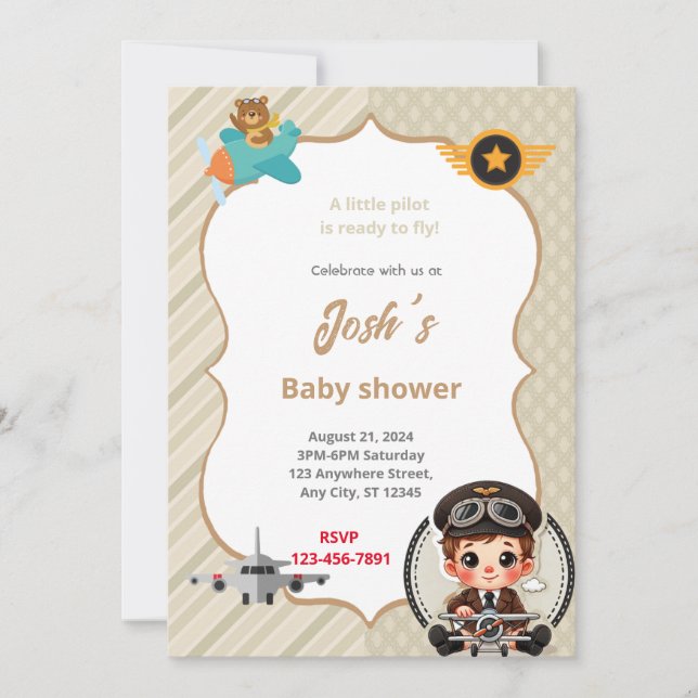 Pilot Baby Shower  Invitation (Front)