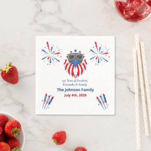 Pilot Bald Eagle Red White Blue 4th of July Americ Napkin