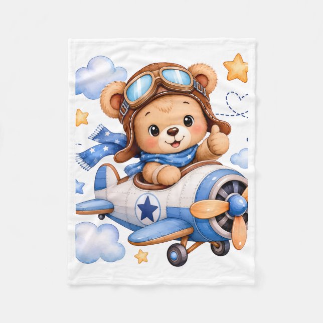 Pilot Bear Aeroplane Blanket (Front)