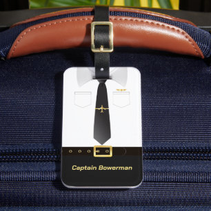 Pilot Captain Aviator Uniform Personalised Luggage Tag