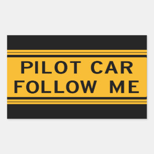 Pilot Car Follow Me Rectangular Sticker