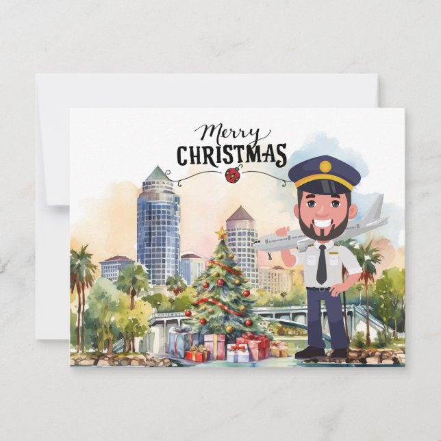 Pilot Christmas themed  Holiday Card (Front)