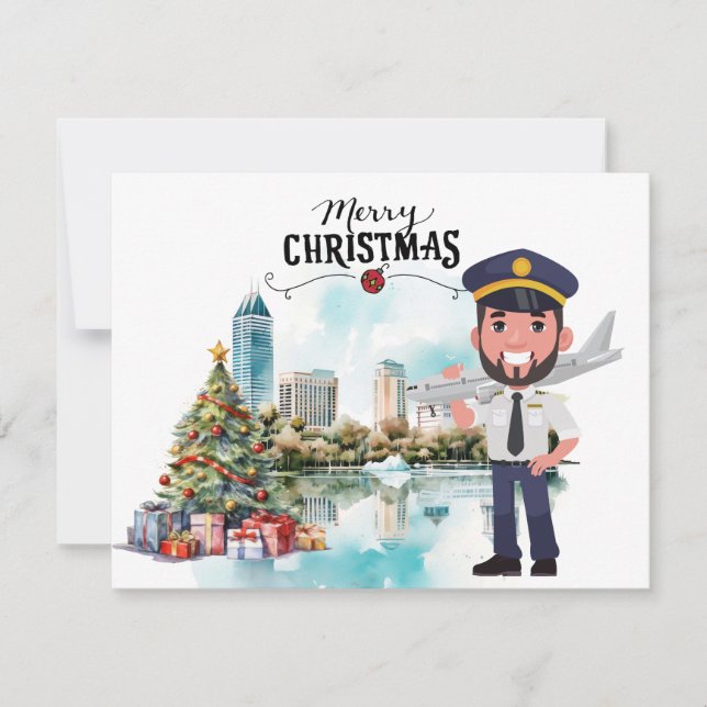 Pilot Christmas themed  Holiday Card (Front)